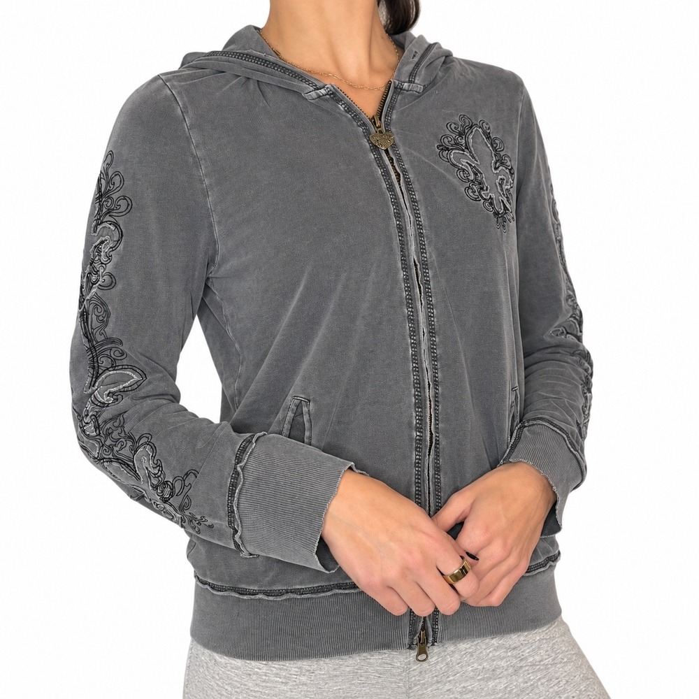 Vertigo Paris Embroidered Zip Hoodie Y2K